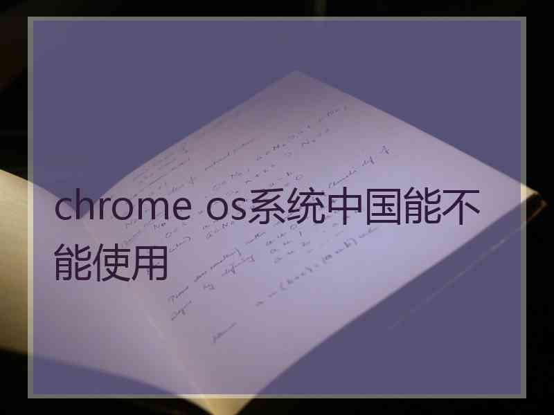 chrome os系统中国能不能使用