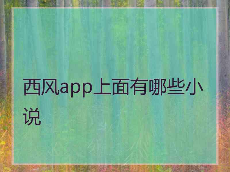 西风app上面有哪些小说